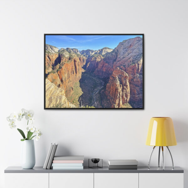 Zion Valley Framed Canvas Art Print In Room