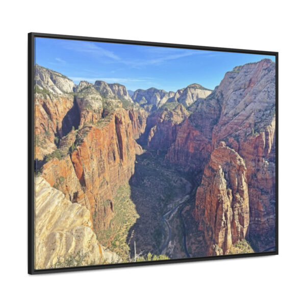 Zion Valley Black Framed Canvas Art Print Side Image